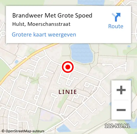 Locatie op kaart van de 112 melding: Brandweer Met Grote Spoed Naar Hulst, Moerschansstraat op 15 februari 2020 21:52