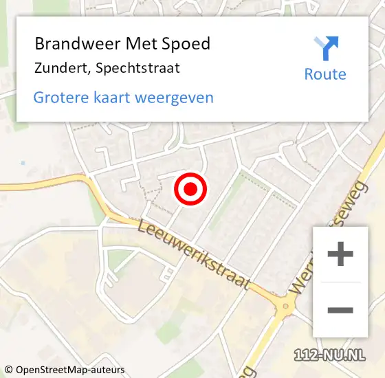 Locatie op kaart van de 112 melding: Brandweer Met Spoed Naar Zundert, Spechtstraat op 15 februari 2020 23:12