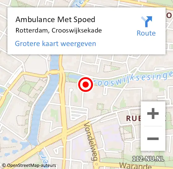 Locatie op kaart van de 112 melding: Ambulance Met Spoed Naar Rotterdam, Crooswijksekade op 15 februari 2020 23:30