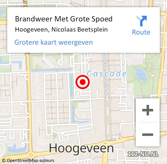 Locatie op kaart van de 112 melding: Brandweer Met Grote Spoed Naar Hoogeveen, Nicolaas Beetsplein op 28 april 2014 15:47