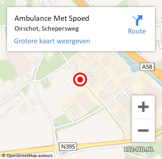 Locatie op kaart van de 112 melding: Ambulance Met Spoed Naar Oirschot, Schepersweg op 16 februari 2020 01:07