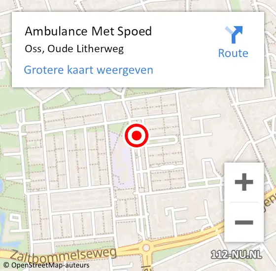 Locatie op kaart van de 112 melding: Ambulance Met Spoed Naar Oss, Oude Litherweg op 16 februari 2020 06:12
