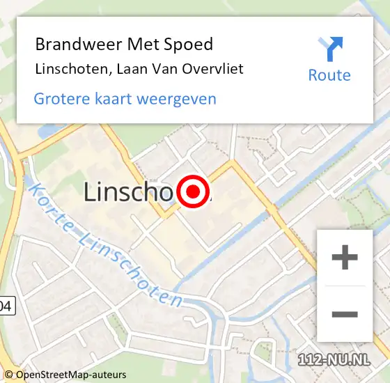 Locatie op kaart van de 112 melding: Brandweer Met Spoed Naar Linschoten, Laan Van Overvliet op 16 februari 2020 08:52