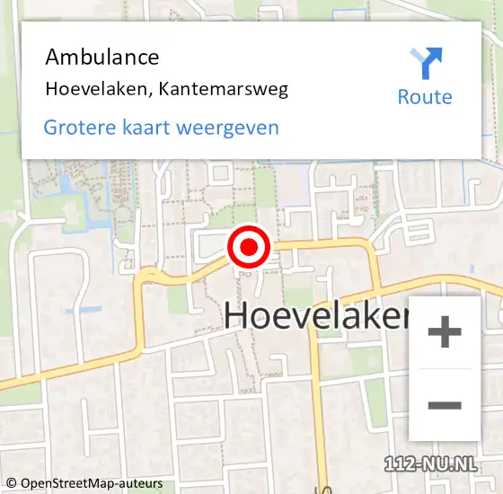 Locatie op kaart van de 112 melding: Ambulance Hoevelaken, Kantemarsweg op 16 februari 2020 09:03