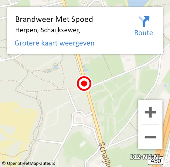 Locatie op kaart van de 112 melding: Brandweer Met Spoed Naar Herpen, Schaijkseweg op 16 februari 2020 09:54