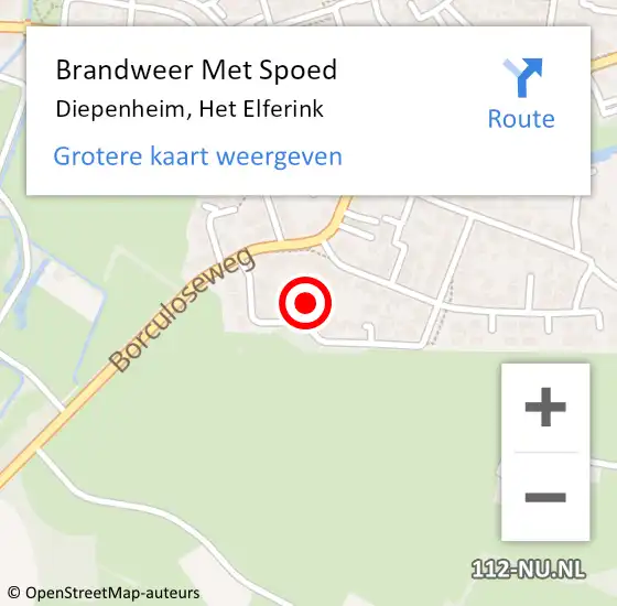 Locatie op kaart van de 112 melding: Brandweer Met Spoed Naar Diepenheim, Het Elferink op 16 februari 2020 09:58