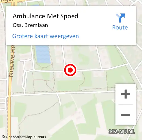 Locatie op kaart van de 112 melding: Ambulance Met Spoed Naar Oss, Bremlaan op 16 februari 2020 10:05