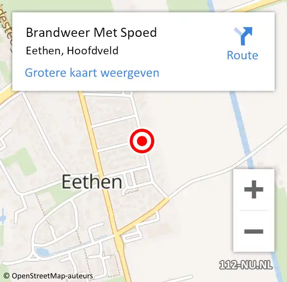 Locatie op kaart van de 112 melding: Brandweer Met Spoed Naar Eethen, Hoofdveld op 16 februari 2020 10:11
