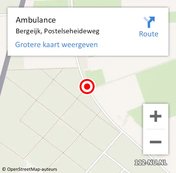 Locatie op kaart van de 112 melding: Ambulance Bergeijk, Postelseheideweg op 16 februari 2020 11:20