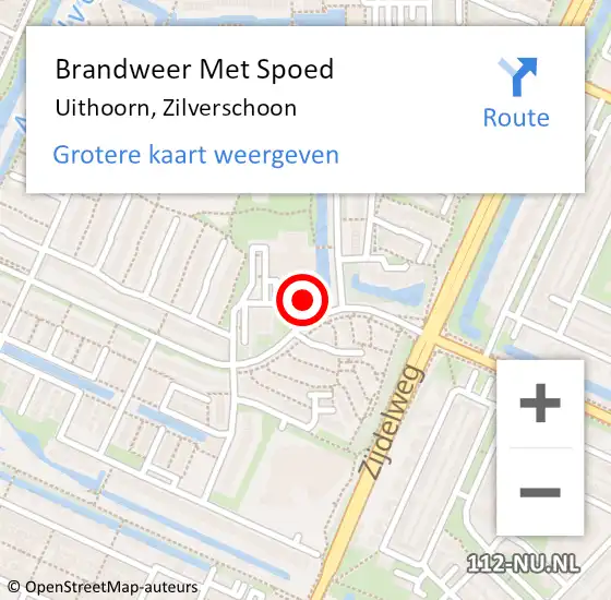 Locatie op kaart van de 112 melding: Brandweer Met Spoed Naar Uithoorn, Zilverschoon op 16 februari 2020 11:38