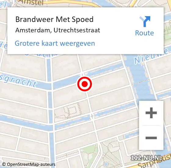 Locatie op kaart van de 112 melding: Brandweer Met Spoed Naar Amsterdam, Utrechtsestraat op 16 februari 2020 12:04