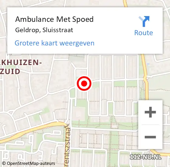 Locatie op kaart van de 112 melding: Ambulance Met Spoed Naar Geldrop, Sluisstraat op 16 februari 2020 12:39