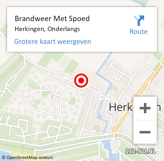 Locatie op kaart van de 112 melding: Brandweer Met Spoed Naar Herkingen, Onderlangs op 16 februari 2020 14:05