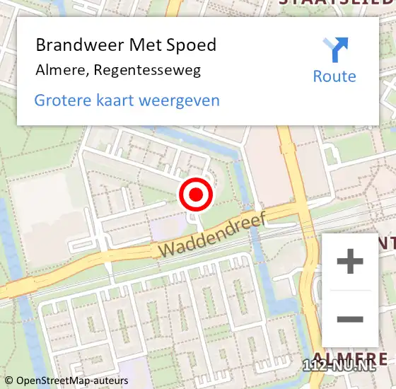 Locatie op kaart van de 112 melding: Brandweer Met Spoed Naar Almere, Regentesseweg op 16 februari 2020 14:25