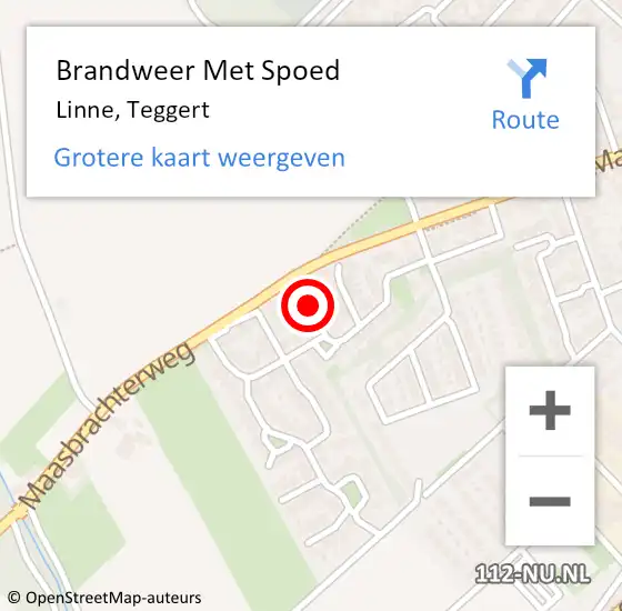 Locatie op kaart van de 112 melding: Brandweer Met Spoed Naar Linne, Teggert op 16 februari 2020 15:14