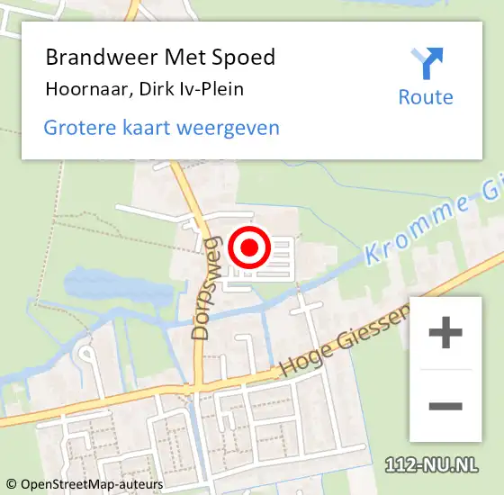 Locatie op kaart van de 112 melding: Brandweer Met Spoed Naar Hoornaar, Dirk Iv-Plein op 16 februari 2020 16:15