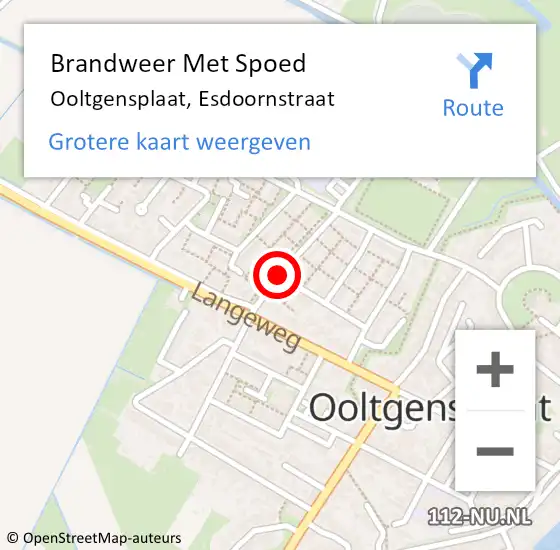 Locatie op kaart van de 112 melding: Brandweer Met Spoed Naar Ooltgensplaat, Esdoornstraat op 16 februari 2020 16:22