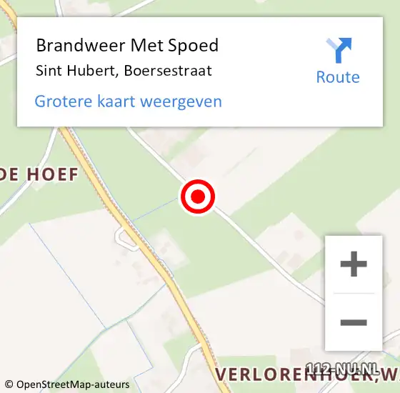 Locatie op kaart van de 112 melding: Brandweer Met Spoed Naar Sint Hubert, Boersestraat op 16 februari 2020 16:27