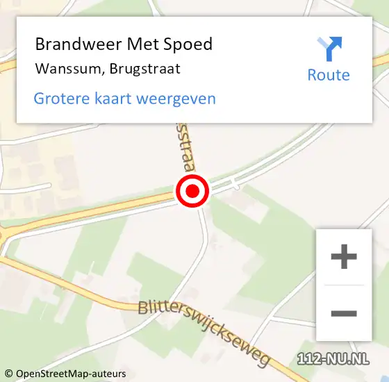 Locatie op kaart van de 112 melding: Brandweer Met Spoed Naar Wanssum, Brugstraat op 16 februari 2020 16:37