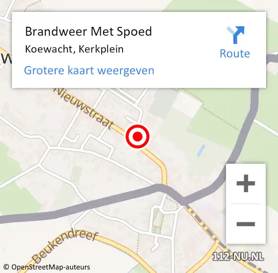 Locatie op kaart van de 112 melding: Brandweer Met Spoed Naar Koewacht, Kerkplein op 16 februari 2020 16:46