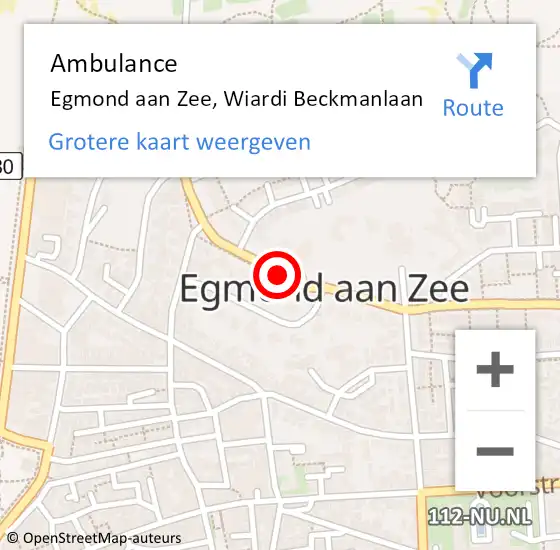 Locatie op kaart van de 112 melding: Ambulance Egmond aan Zee, Wiardi Beckmanlaan op 16 februari 2020 16:59