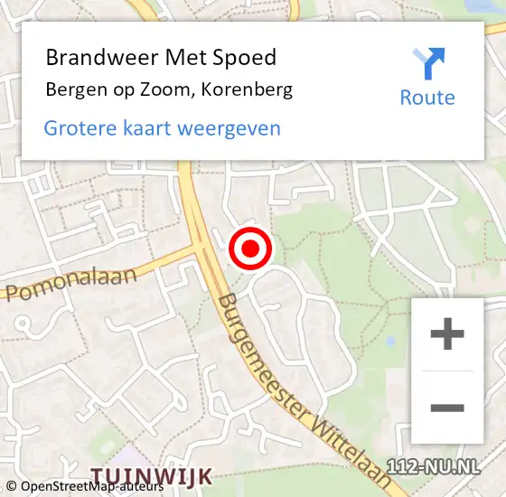 Locatie op kaart van de 112 melding: Brandweer Met Spoed Naar Bergen op Zoom, Korenberg op 16 februari 2020 17:09