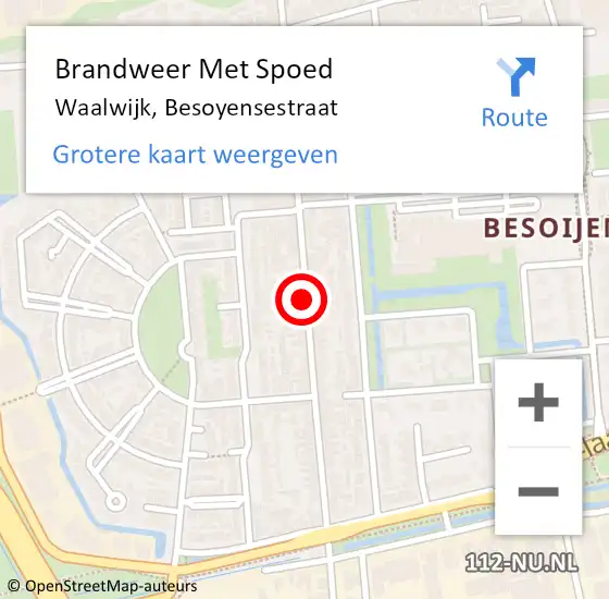 Locatie op kaart van de 112 melding: Brandweer Met Spoed Naar Waalwijk, Besoyensestraat op 16 februari 2020 17:10