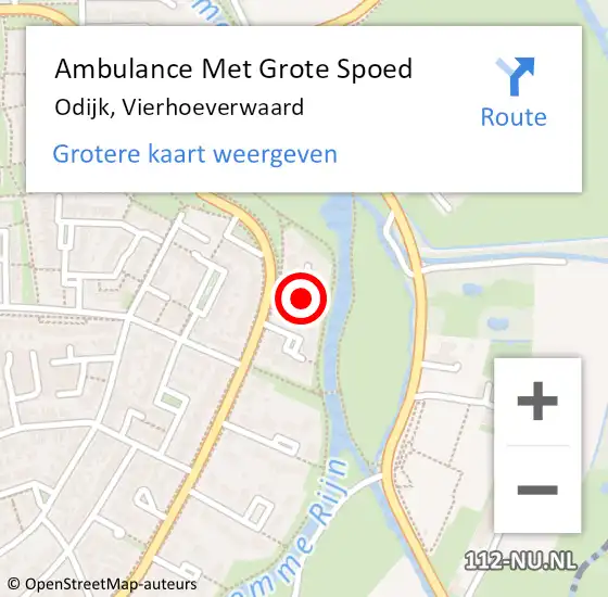 Locatie op kaart van de 112 melding: Ambulance Met Grote Spoed Naar Odijk, Vierhoeverwaard op 28 april 2014 17:02