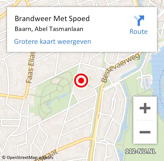 Locatie op kaart van de 112 melding: Brandweer Met Spoed Naar Baarn, Abel Tasmanlaan op 16 februari 2020 17:25