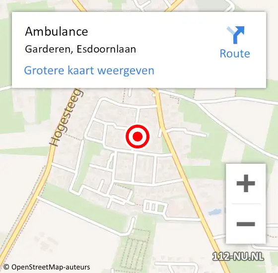 Locatie op kaart van de 112 melding: Ambulance Garderen, Esdoornlaan op 28 april 2014 17:04