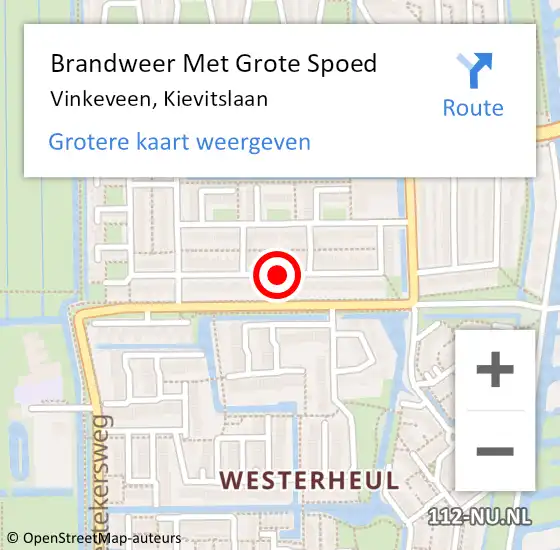 Locatie op kaart van de 112 melding: Brandweer Met Grote Spoed Naar Vinkeveen, Kievitslaan op 16 februari 2020 17:45