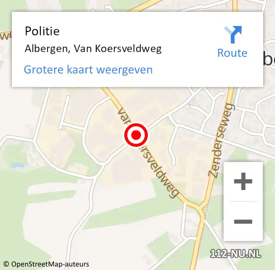 Locatie op kaart van de 112 melding: Politie Albergen, Van Koersveldweg op 16 februari 2020 17:51