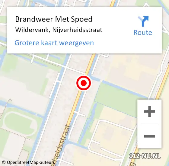 Locatie op kaart van de 112 melding: Brandweer Met Spoed Naar Wildervank, Nijverheidsstraat op 16 februari 2020 17:54