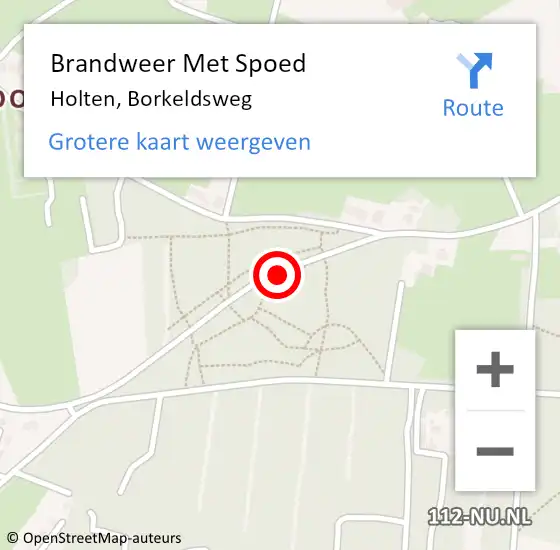 Locatie op kaart van de 112 melding: Brandweer Met Spoed Naar Holten, Borkeldsweg op 16 februari 2020 17:56