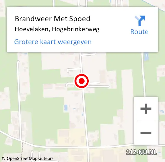 Locatie op kaart van de 112 melding: Brandweer Met Spoed Naar Hoevelaken, Hogebrinkerweg op 16 februari 2020 18:18