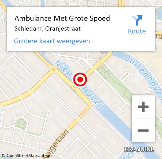 Locatie op kaart van de 112 melding: Ambulance Met Grote Spoed Naar Schiedam, Oranjestraat op 16 februari 2020 18:24