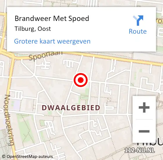 Locatie op kaart van de 112 melding: Brandweer Met Spoed Naar Tilburg, Oost op 16 februari 2020 18:29
