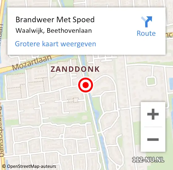 Locatie op kaart van de 112 melding: Brandweer Met Spoed Naar Waalwijk, Beethovenlaan op 16 februari 2020 18:32