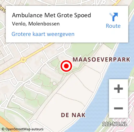 Locatie op kaart van de 112 melding: Ambulance Met Grote Spoed Naar Venlo, Molenbossen op 16 februari 2020 18:40