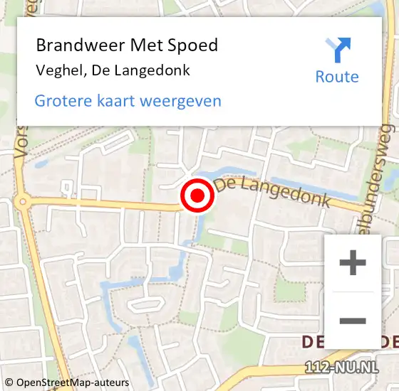 Locatie op kaart van de 112 melding: Brandweer Met Spoed Naar Veghel, De Langedonk op 16 februari 2020 18:42