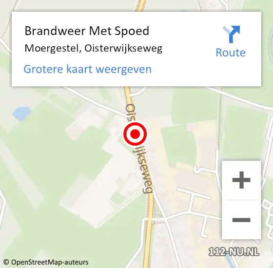 Locatie op kaart van de 112 melding: Brandweer Met Spoed Naar Moergestel, Oisterwijkseweg op 16 februari 2020 18:44