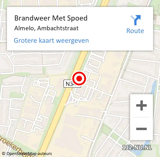 Locatie op kaart van de 112 melding: Brandweer Met Spoed Naar Almelo, Ambachtstraat op 16 februari 2020 18:52