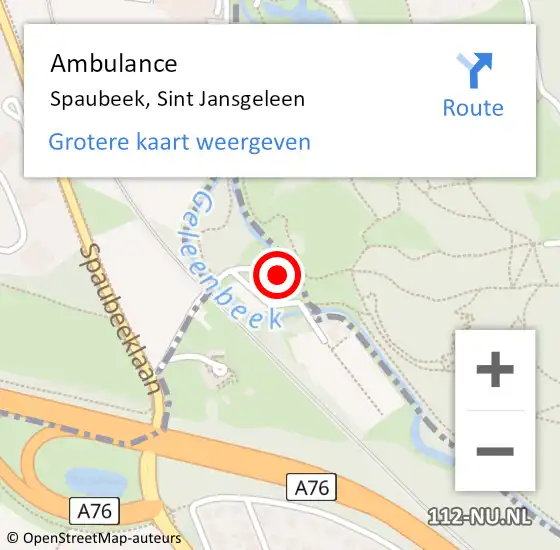 Locatie op kaart van de 112 melding: Ambulance Spaubeek, Sint Jansgeleen op 28 april 2014 17:19
