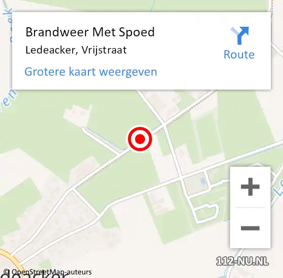 Locatie op kaart van de 112 melding: Brandweer Met Spoed Naar Ledeacker, Vrijstraat op 16 februari 2020 18:58