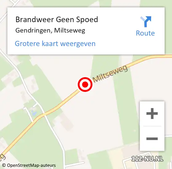 Locatie op kaart van de 112 melding: Brandweer Geen Spoed Naar Gendringen, Miltseweg op 16 februari 2020 19:12