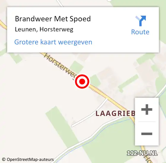 Locatie op kaart van de 112 melding: Brandweer Met Spoed Naar Leunen, Horsterweg op 16 februari 2020 19:18