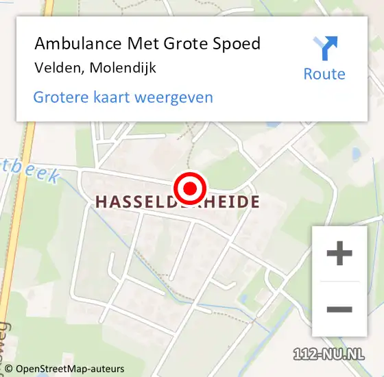 Locatie op kaart van de 112 melding: Ambulance Met Grote Spoed Naar Velden, Molendijk op 16 februari 2020 19:23