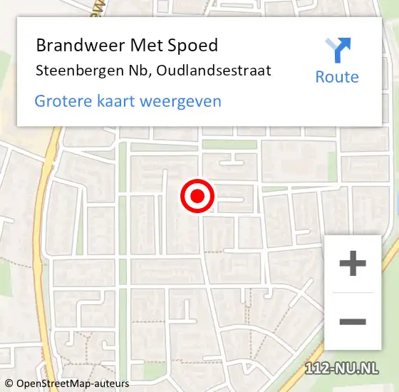 Locatie op kaart van de 112 melding: Brandweer Met Spoed Naar Steenbergen Nb, Oudlandsestraat op 16 februari 2020 19:48