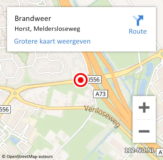 Locatie op kaart van de 112 melding: Brandweer Horst, Meldersloseweg op 16 februari 2020 19:53