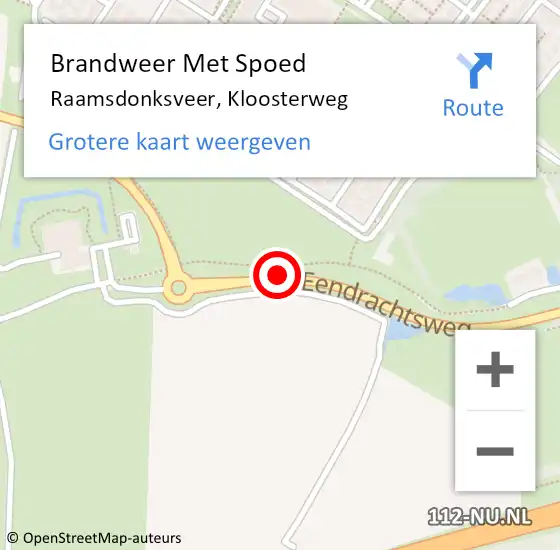 Locatie op kaart van de 112 melding: Brandweer Met Spoed Naar Raamsdonksveer, Kloosterweg op 16 februari 2020 20:16